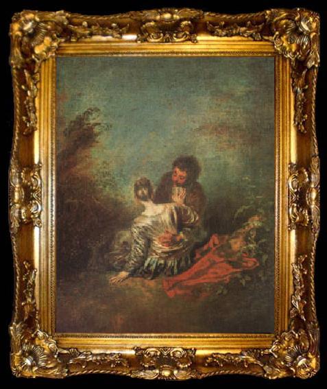 framed  Jean-Antoine Watteau Le Faux Pas(The Mistaken Advance) (mk05), ta009-2
